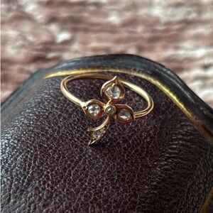 14/18K Antique Rose Cut Diamond Clover Ring